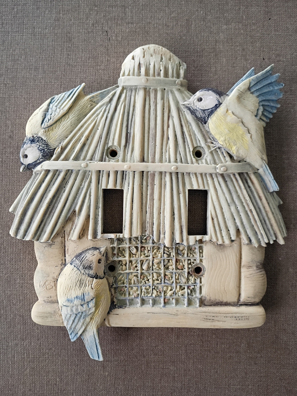 Vintage Hallmark Marjolein Bastin 3D Bird Feeder Double Light Switch Cover